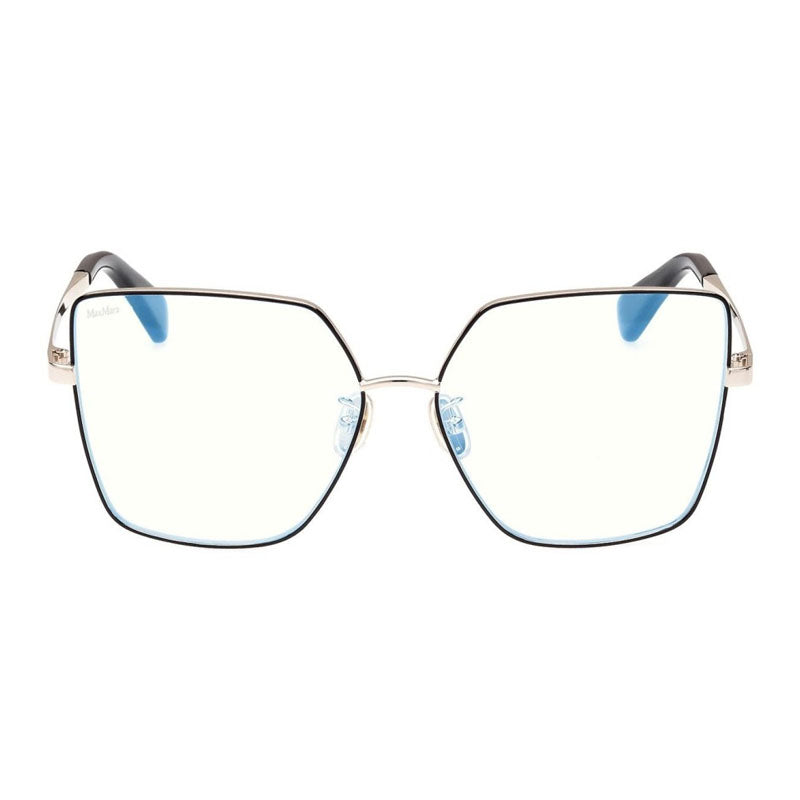 Max Mara Eyeglasses Butterfly Full Rim, Black/Gold Frame and Clear/Blue-light Block Lenses Lens MM5073-H-B005