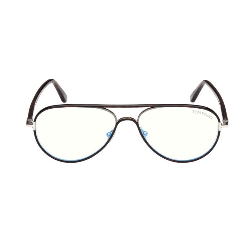 Tom Ford Eyeglasses Aviator Full Rim, Dark Havana Frame and Clear Blue Light Block Lens FT5897-B052