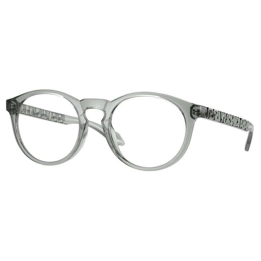 Versace Eyeglasses Round Full Rim, Grey Transparent Frame and Clear Demo Lenses Lens VE3355U5453
