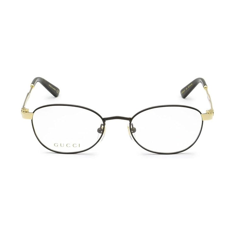 Gucci Eyeglasses Square Full Rim, Brow/Gold Frame and Clear Demo Lenses Lens GG0591OJ004