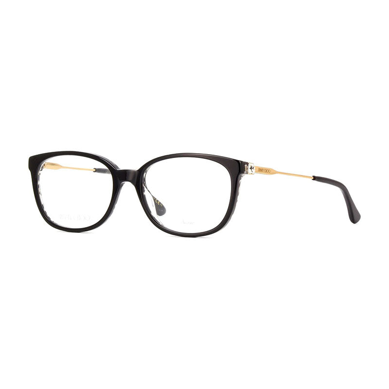 Jimmy Choo Eyeglasses Rectangle Full Rim, Black/Gold Frame and Clear Demo Lens Lens JC30207T300