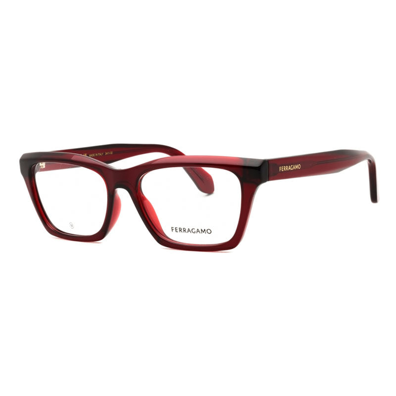 Ferragamo Salvatore Ferragamo Eyeglasses Square Full Rim, Transparent Red Frame and Clear Demo Lenses Lens SF2986616