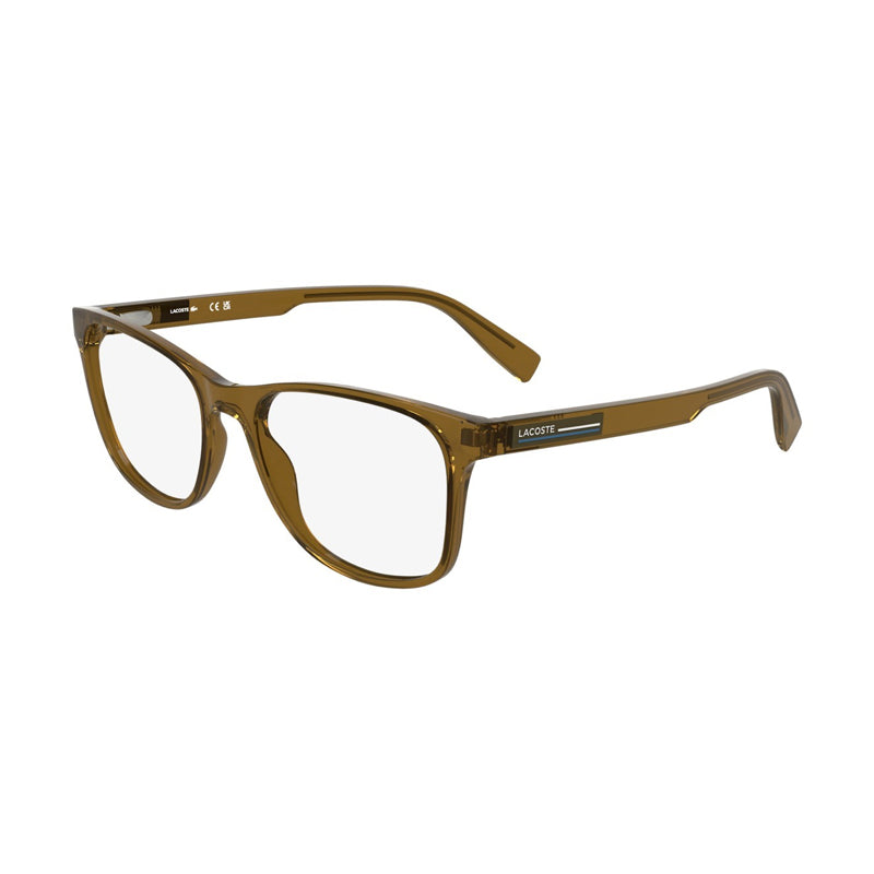 Lacoste Eyeglasses Square Full Rim, Transparent Brown Frame and Clear Demo Lens Lens L2979N210