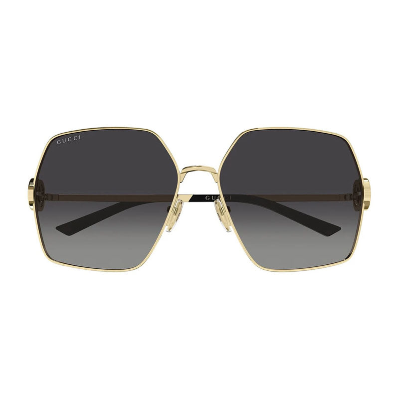 Gucci Sunglasses Square Full Rim, Gold Frame and Grey Gradient Lens GG2163S001