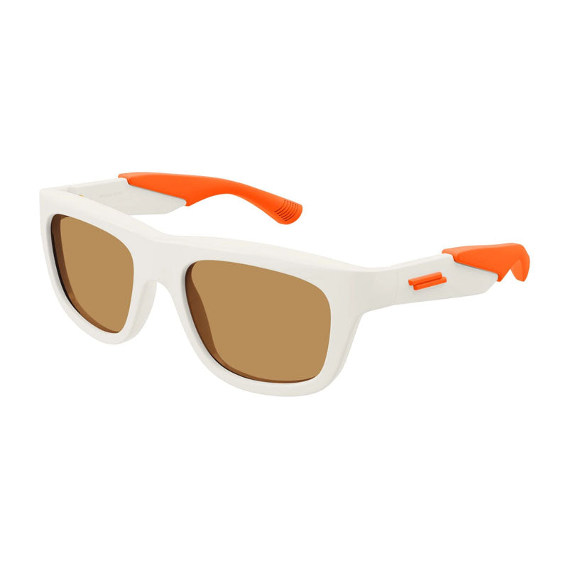 Bottega Veneta Sunglasses Square Full Rim, Ivory/Orange Frame and Brown Lens BV1233S004