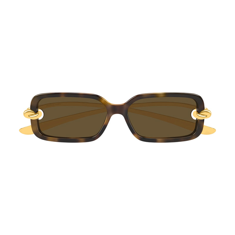Bottega Veneta Sunglasses Rectangle Full Rim, Havana/Gold Frame and Brown Lens BV1439S002