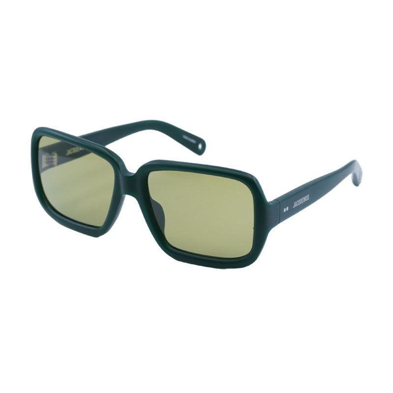 Jacquemus Sunglasses Square Full Rim, Matte Green Frame and Green Lens JAC/86C3