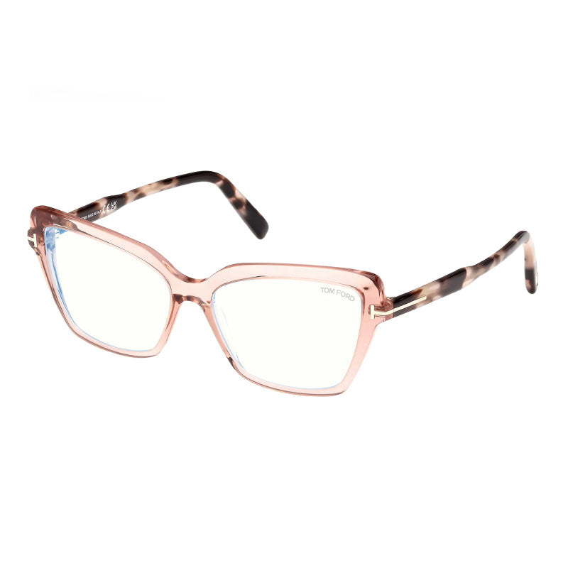 Tom Ford Eyeglasses Cat Eye Full Rim, Shiny Pink Frame and Clear/Blue-Light Block Lenses Lens FT5948-B072