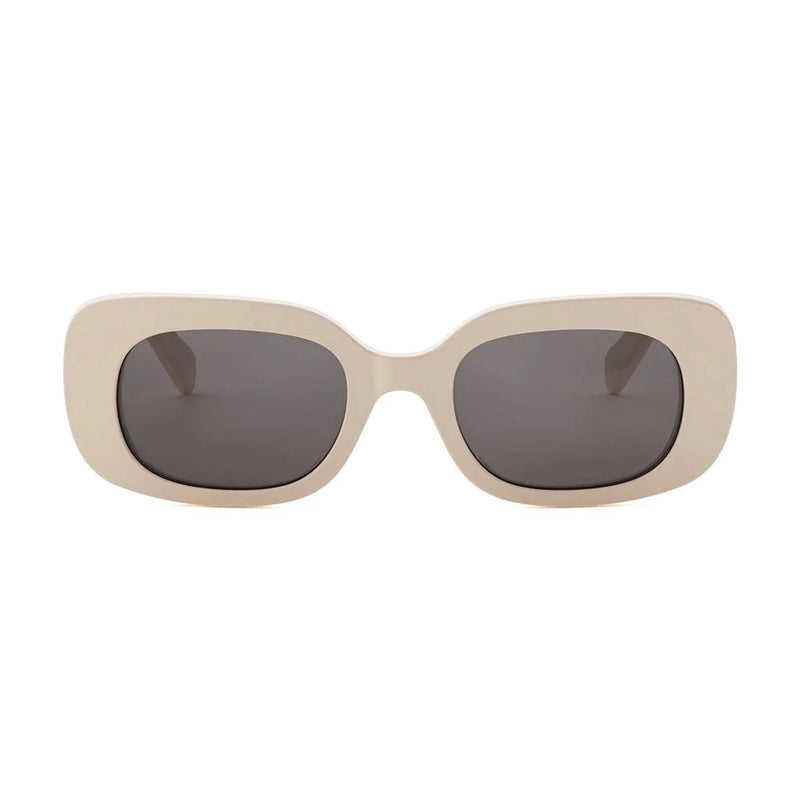 Celine Sunglasses Rectangle Full Rim, Shiny Ivory Frame and Grey Lens CL40287U25A