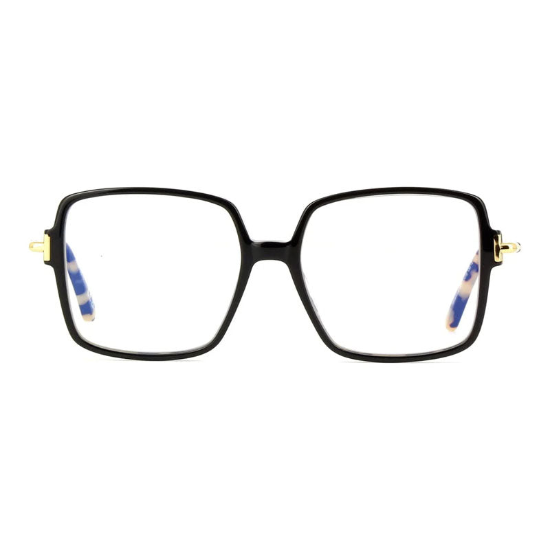 Tom Ford Eyeglasses Square Full Rim, Black Frame and Clear/Blue-Light Block Lenses Lens FT5915-B005