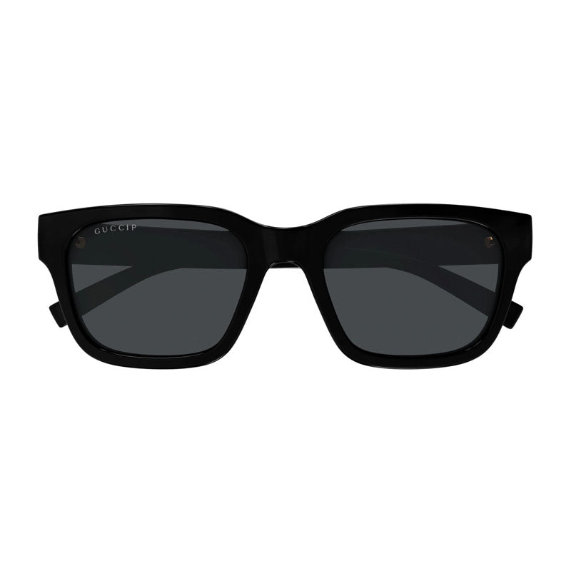 Gucci Sunglasses Rectangle Full Rim, Black Frame and Grey Polarized Lens GG1857S005