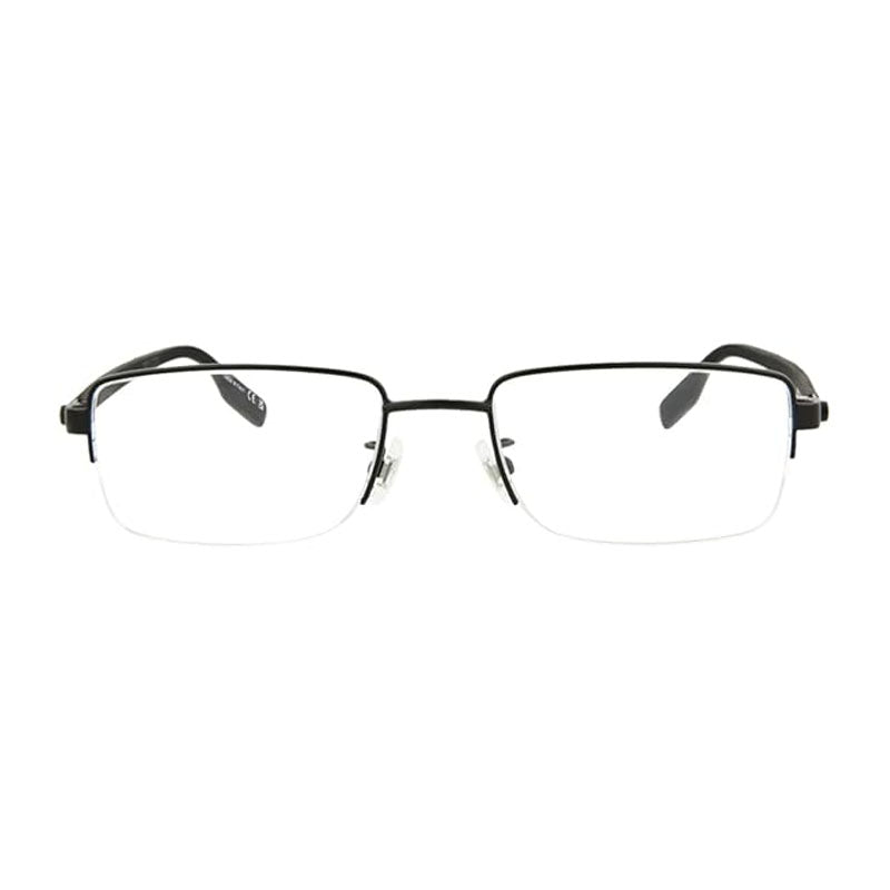 Montblanc Eyeglasses Rectangle Semi Rim, Black Frame and Clear Demo Lens Lens MB0188O001