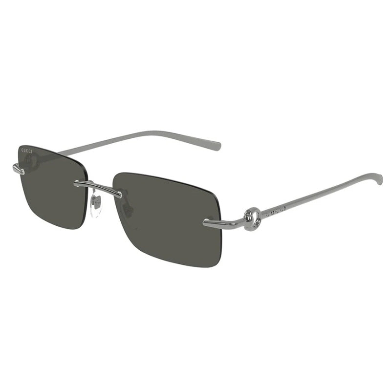 Gucci Sunglasses Rectangle Rimless, Ruthenium Frame and Grey Lens GG1703S001