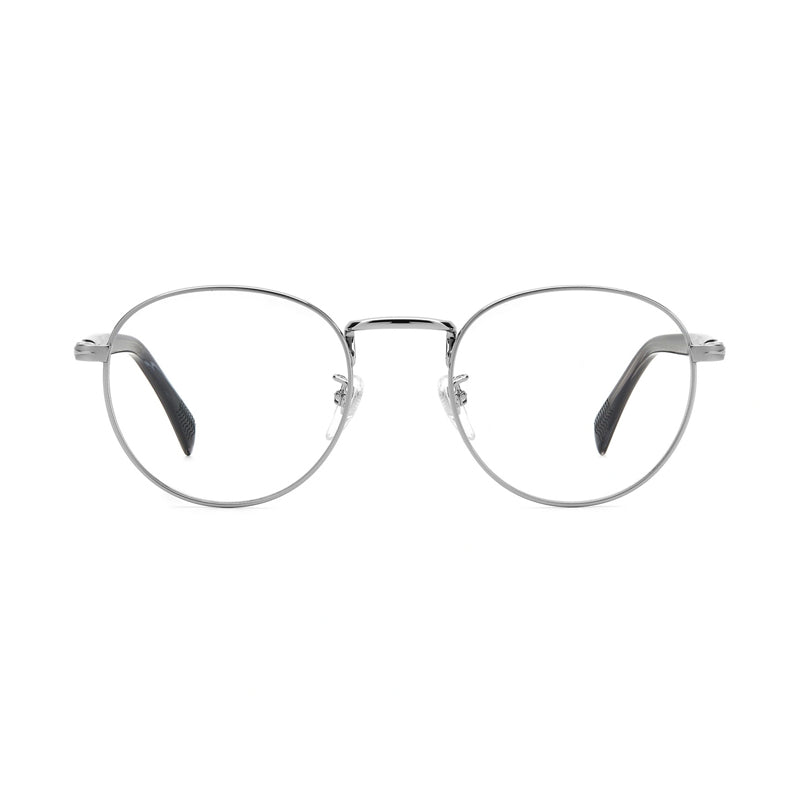 David Beckham Eyeglasses Round Full Rim, Ruthenium/Grey Frame and Clear Demo Lenses Lens DB11270POH00