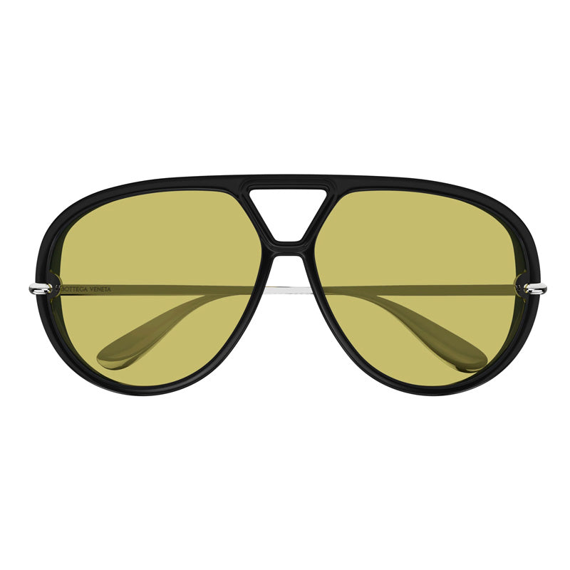 Bottega Veneta Sunglasses Aviator Full Rim, Shiny Black Frame and Mustard Lens BV1274S002