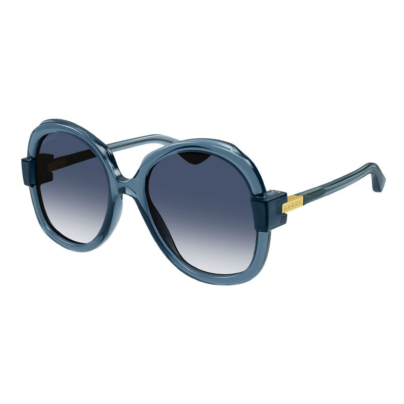 Gucci Sunglasses Geometric Full Rim, Transparent Petrol Blue Frame and Gradient Blue Lens GG1432S003