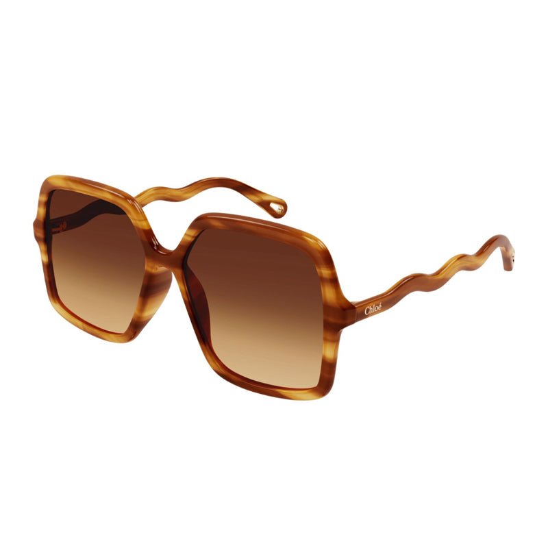 Chloe Sunglasses Square Full Rim, Havana Frame and Brown Gradient Lens CH0086S002