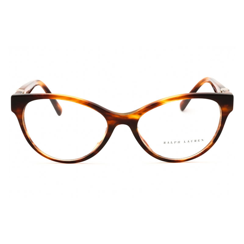 Ralph Lauren Eyeglasses Oval Full Rim, Striped Havana Frame and Clear Demo Lenses Lens RL6238U5007