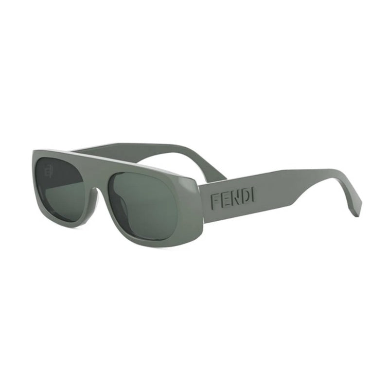 Fendi Sunglasses Rectangle Full Rim, Shiny Green Frame and Green Lens FE40169I96N