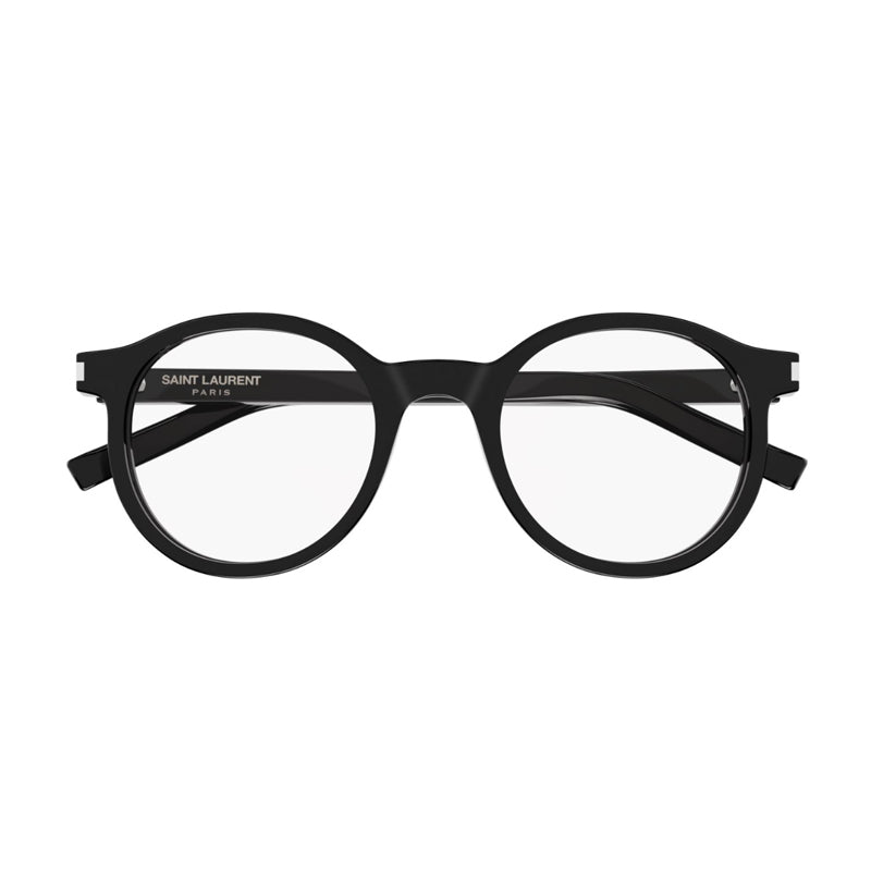 Saint Laurent Eyeglasses Round Full Rim, Black Frame and Clear Demo Lenses Lens SL521OPT001
