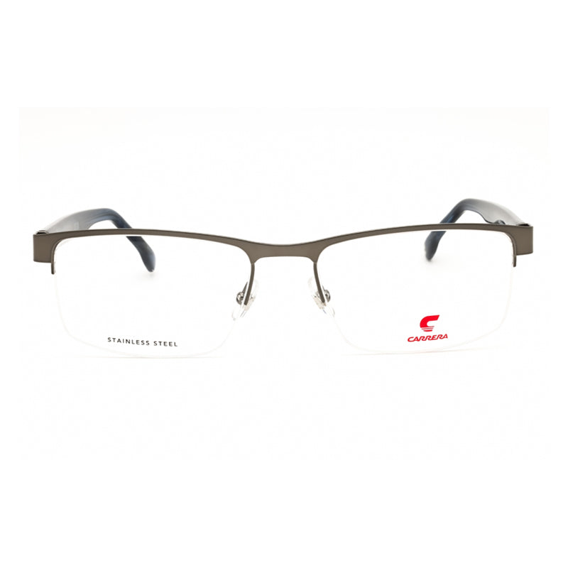 Carrera Eyeglasses Rectangle Semi Rim, Matte Dark Ruthenium Frame and Clear Demo Lenses Lens CARRERA88880R8000