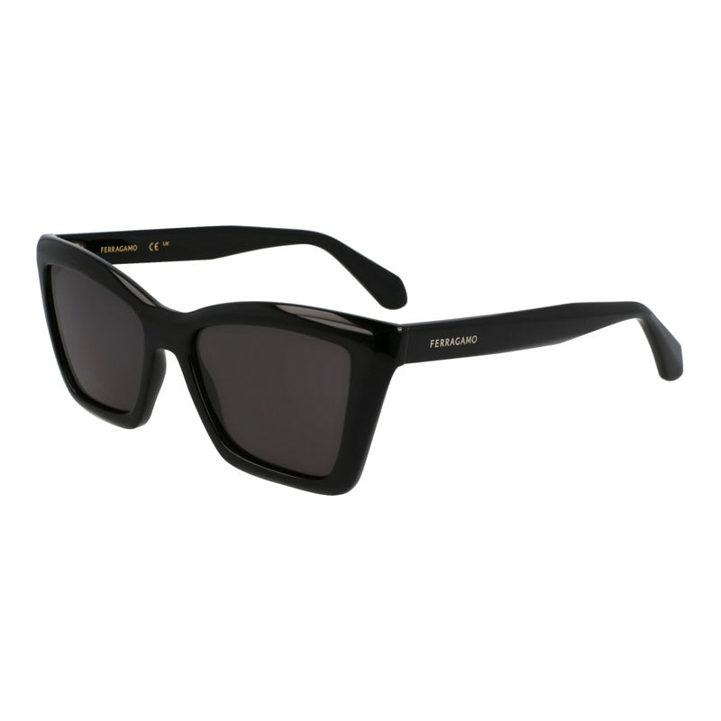 Ferragamo Salvatore Ferragamo Sunglasses Cat Eye Full Rim, Black Frame and Dark Grey Lens SF2039SE001