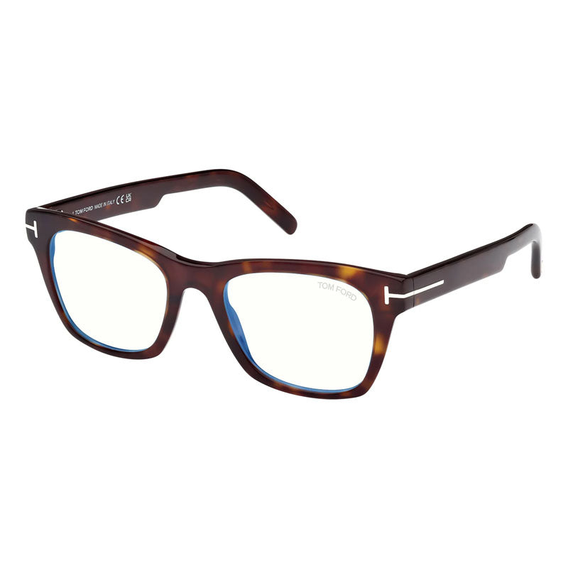 Tom Ford Eyeglasses Square Full Rim, Havana Frame and Clear Blue Light Block Lens FT5886-B052