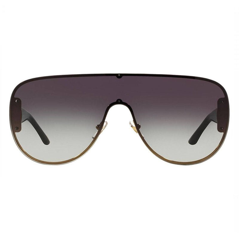Versace Sunglasses Shield Semi Rim, Pale Gold Frame and Light Grey Gradient Dark Blue Lens VE216612528G