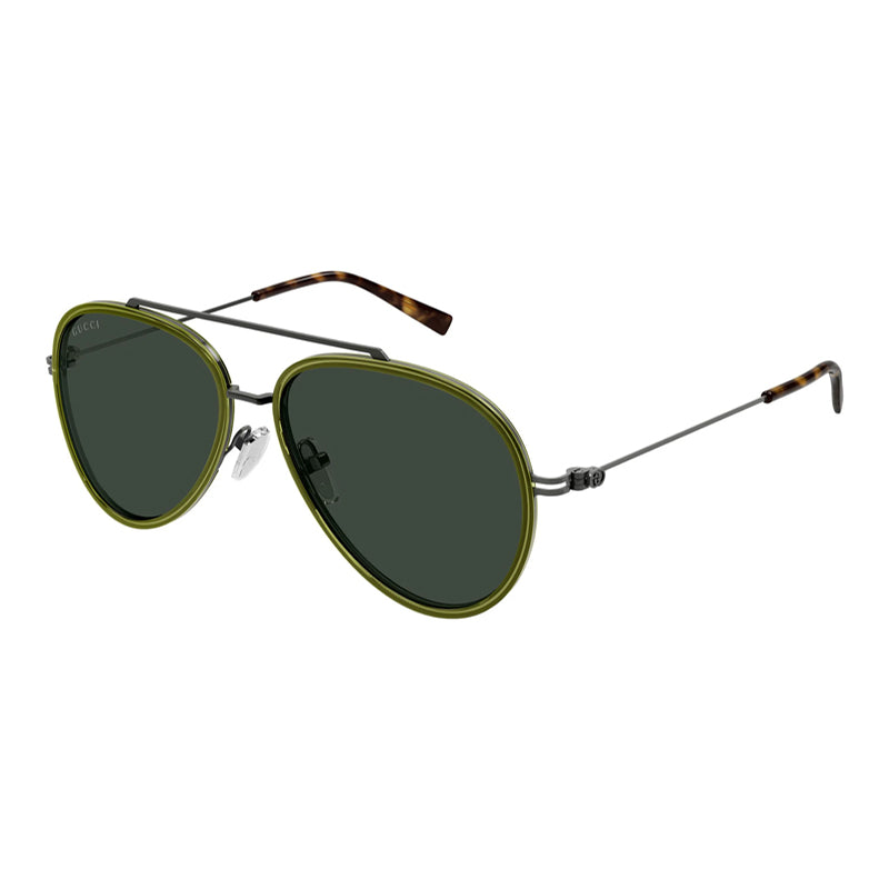 Gucci Sunglasses Aviator Full Rim, Green/Grey Frame and Green Lens GG1981S004