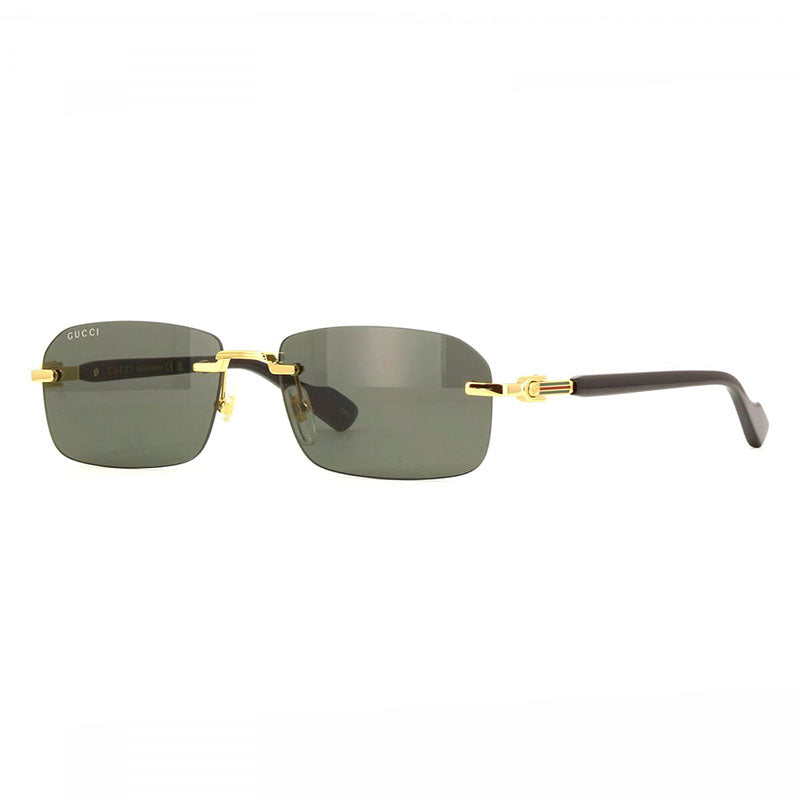 Gucci Sunglasses Rectangle Rimless, Gold Frame and Grey Lens GG1221S001