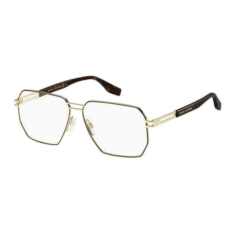 Marc Jacobs Eyeglasses Aviator Full Rim, Gold/Brown Frame and Clear Demo Lenses Lens MARC635001K00