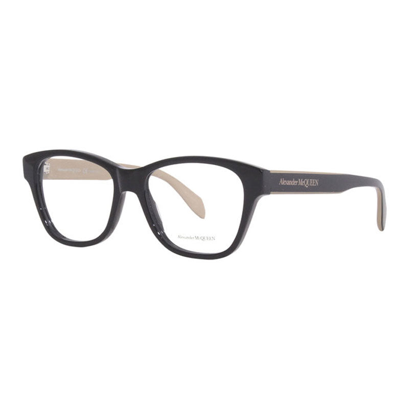 Alexander McQueen Eyeglasses Square Full Rim, Black/Brown Frame and Clear Demo Lens Lens AM0306O004