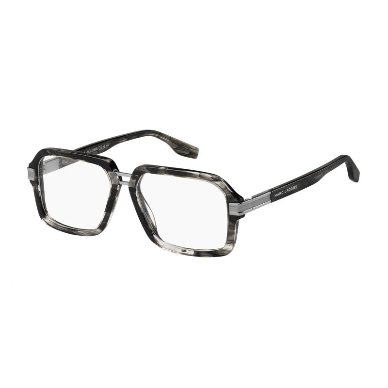 Marc Jacobs Eyeglasses Square Full Rim, Grey Horn Frame and Clear Demo Lenses Lens MARC71502W800