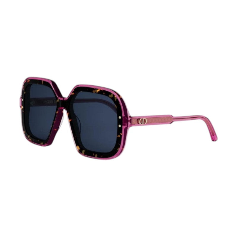Dior Sunglasses Square Full Rim, Shiny Purple/Havana Frame and Blue Lens DIORHIGHLIGHTS1I24B0