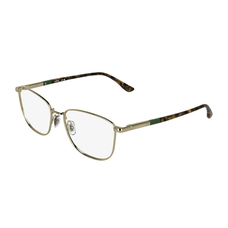 Lacoste Eyeglasses Square Full Rim, Yellow Gold Frame and Clear Demo Lens Lens L2317710