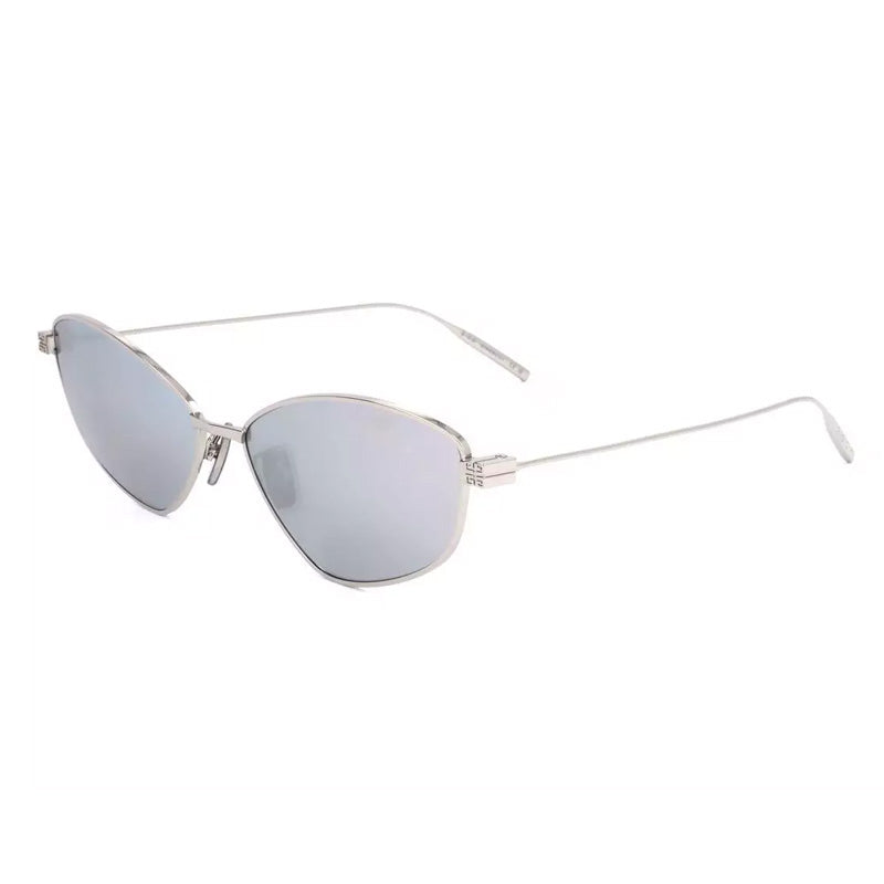 Givenchy Sunglasses Cat Eye Full Rim, Shiny Palladium Frame and Smoke Mirror Lens GV40059U16C