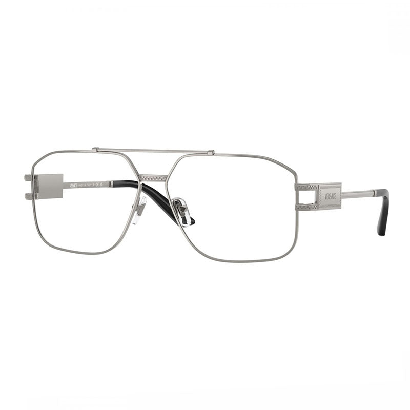 Versace Eyeglasses Aviator Full Rim, Gunmetal Frame and Clear Demo Lenses Lens VE13021001