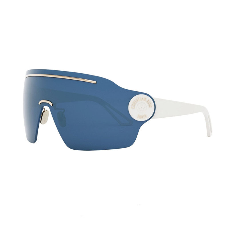 Dior Sunglasses Shield Rimless, Shiny Gold/White Frame and Blue Lens DIORPACIFICM1U96B0