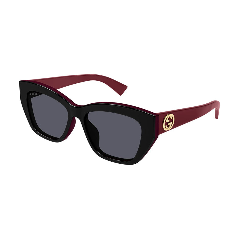 Gucci Sunglasses Square Full Rim, Black/Red Frame and Grey Lens GG1844SA004
