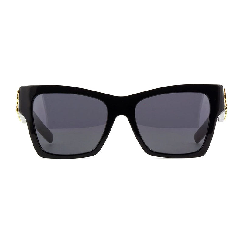 Givenchy Sunglasses Square Full Rim, Shiny Black and Studs Frame and Grey Lens GV40076I01A