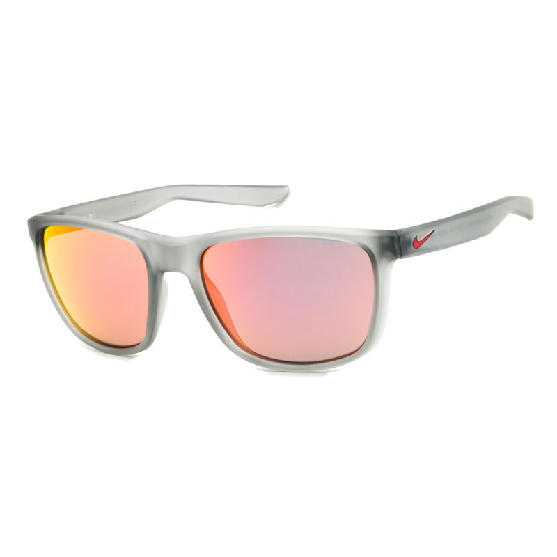 Nike Sunglasses Rectangle Full Rim, Matte Wolf Grey Frame and Grey Red Mirror Lens NIKEESSENTIALENDEAVORFQ4619016