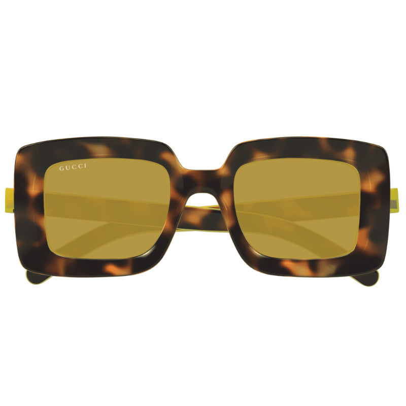 Gucci Sunglasses Square Full Rim, Spotted Havana Frame and Nicotine Lens GG1718S002