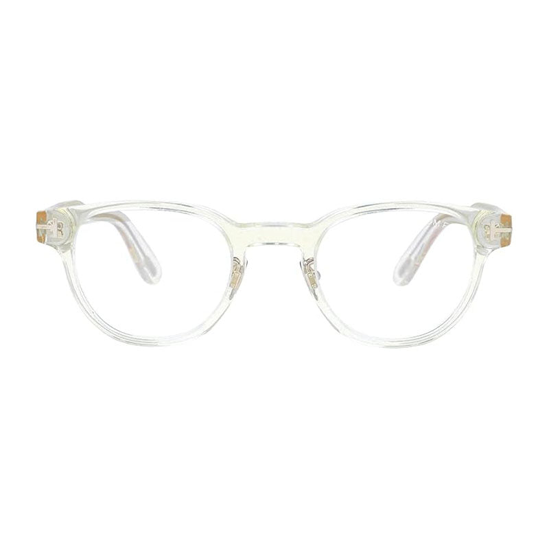 Tom Ford Eyeglasses Round Full Rim, Shiny Yellow Frame and Clear Blue Light Block Lenses Lens FT5783-D-B039