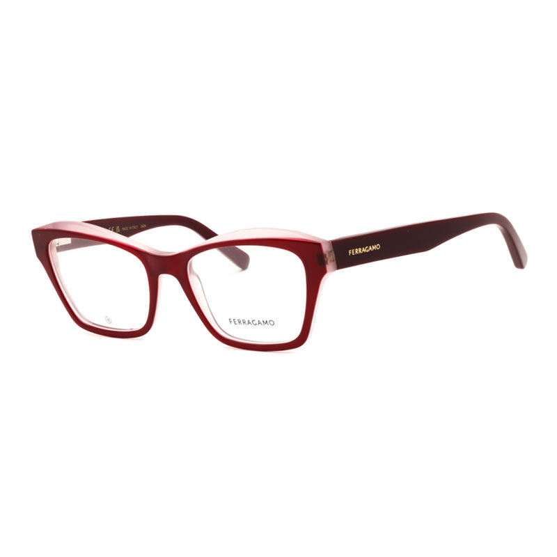 Ferragamo Salvatore Ferragamo Eyeglasses Cat Eye Full Rim, Burgundy/Rose Frame and Clear Demo Lenses Lens SF2951N614