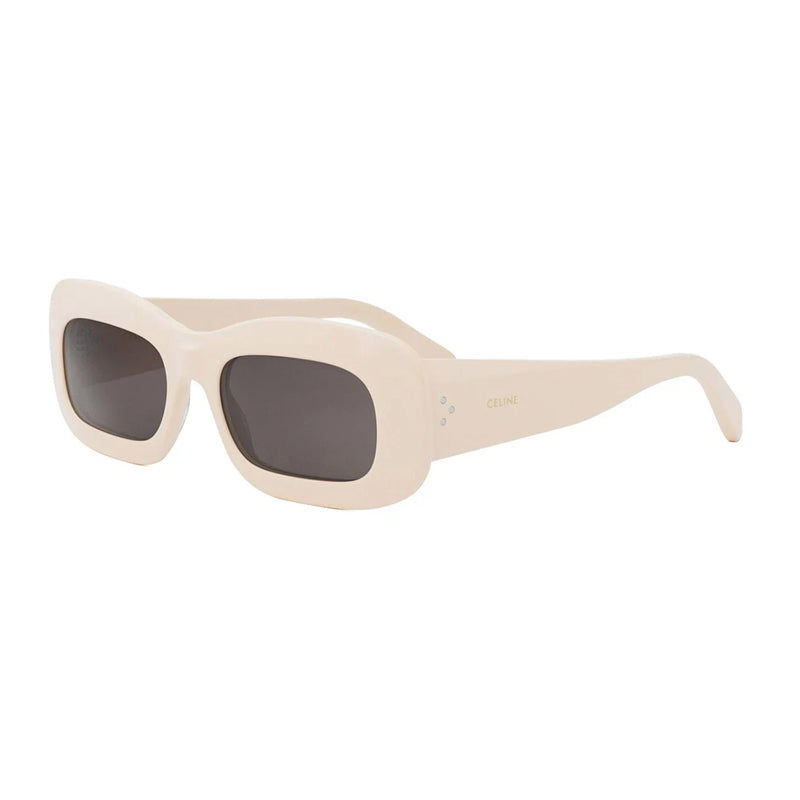 Celine Sunglasses Rectangle Full Rim, Shiny Ivory Frame and Grey Lens CL40294I25A