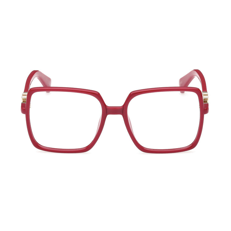 Max Mara Eyeglasses Square Full Rim, Shiny Fuxia Frame and Clear Demo Lenses Lens MM5108-H075