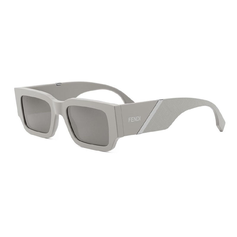 Fendi Sunglasses Square Full Rim, Light Grey Frame and Grey Mirror Lens FE40131I20C