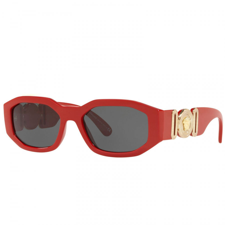 Versace Sunglasses Oval Full Rim, Red Frame and Dark Grey Lens VE4361533087