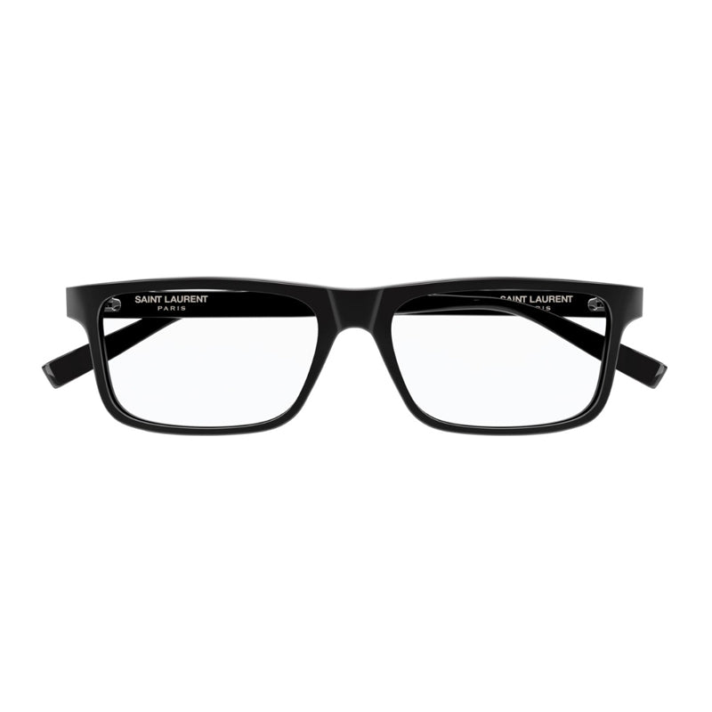 Saint Laurent Eyeglasses Rectangle Full Rim, Black Frame and Clear Demo Lenses Lens SL483001