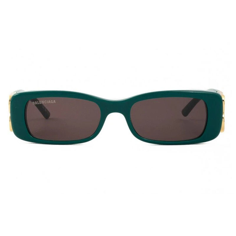 Balenciaga Sunglasses Rectangle Full Rim, Green Frame and Grey Lens BB0096S006